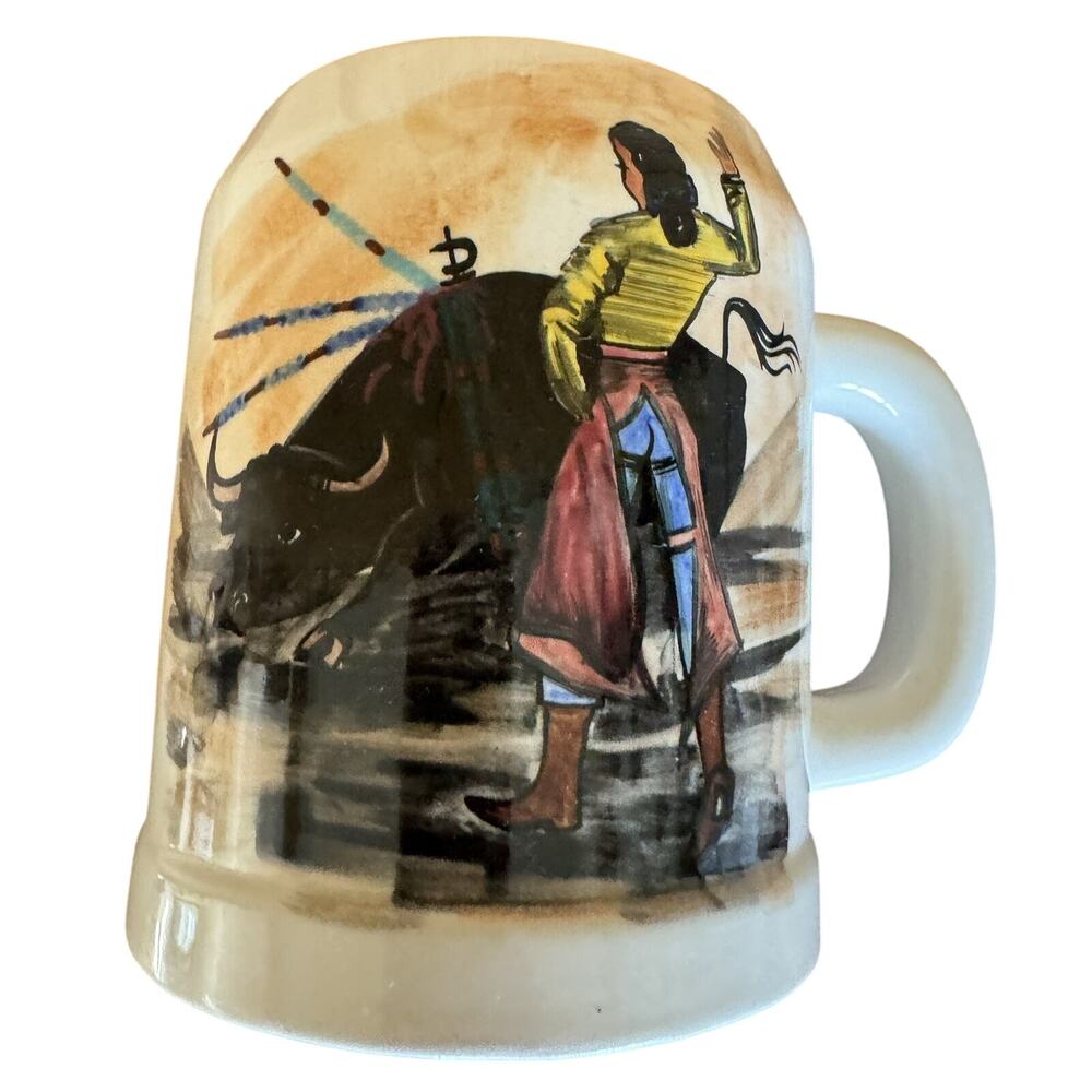 Vintage Lofisa Mexican Ceramic Beer Stein Hand-Painted “Matador”